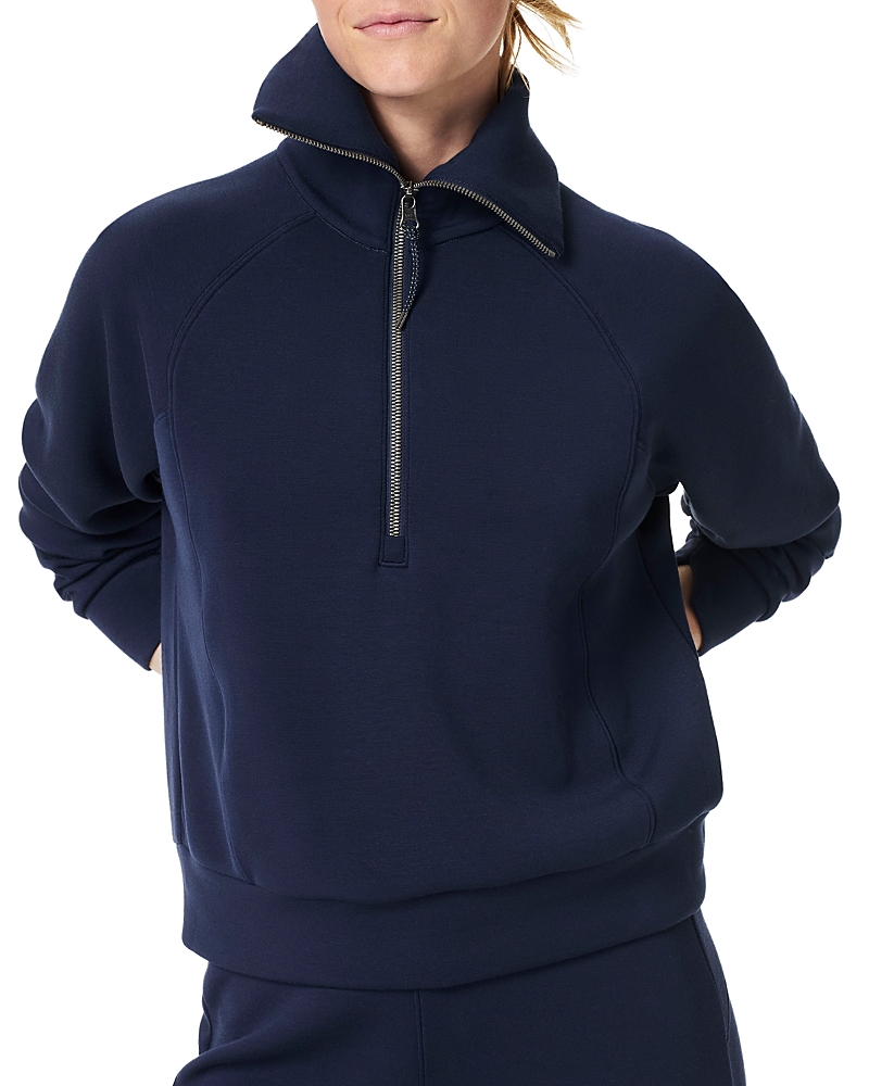 Spanx Airessentials Half Zip Sweatshirt In Timeless Navy