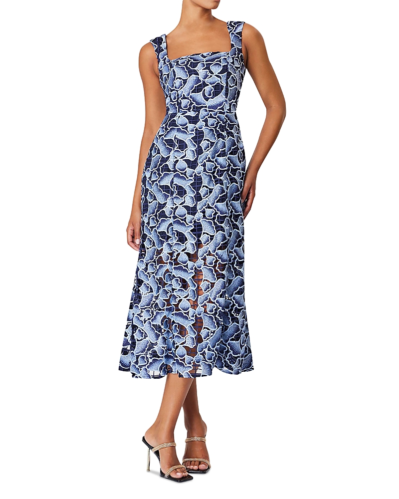 Elliatt Mila Embroidered Midi Dress In Navy Multi