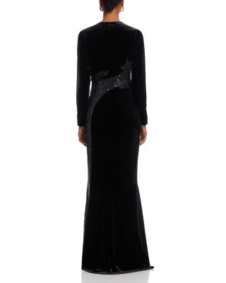 Sequined Inset Velvet Gown