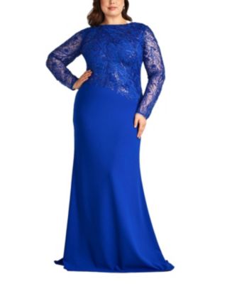 【Tadashi Shoji】REN BEAD EMBROIDERED CREPE GOWN Ren Bead Embroidered Crepe Gown - PLUS SIZE | Tadashi Shoji
