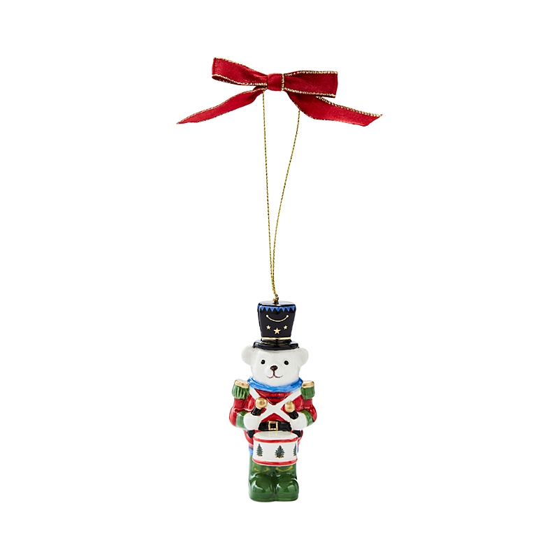 Spode Christmas Tree Teddy Bear Nutcracker Ornament In Green