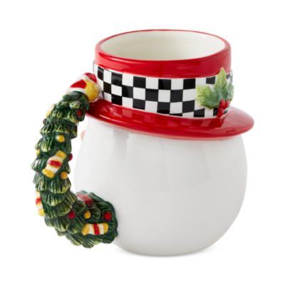 Christmas Tree Black and White Snowman Mug