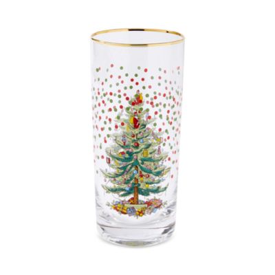 Christmas Tree Polka Dot Highball Glass, Set of 4