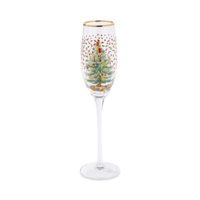 Christmas Tree Polka Dot Champagne Flute, Set of 4