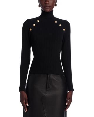 Button Trim Turtleneck Sweater - Exclusive