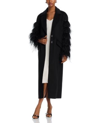 Cinq à Sept - Ali Faux Feather Sleeve Long Coat