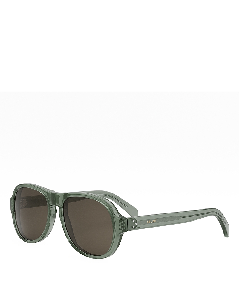 Celine 3 Dots Pilot Sunglasses, 56mm In Green/brown Solid