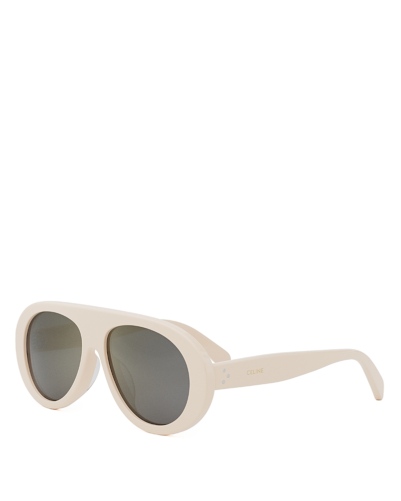 Celine Apres Ski Acetate Aviator Sunglasses In Ivory Smoke Mirror