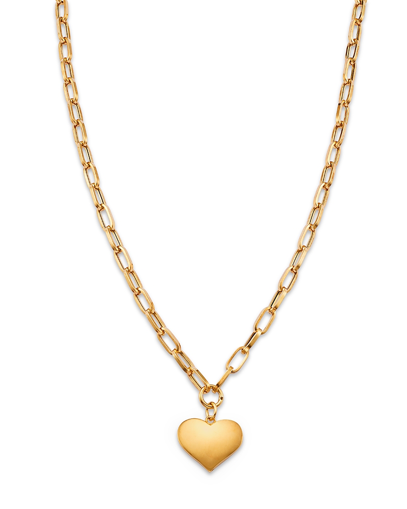 Bloomingdale's Fine Collection Bloomingdale's Polished Electroform Heart Pendant Necklace In 14k Yellow Gold, 17 In Gold
