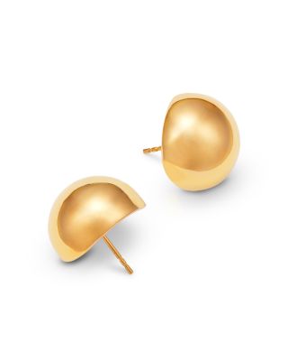 Polished Half Bead Electroform Stud Earrings in 14K Yellow Gold