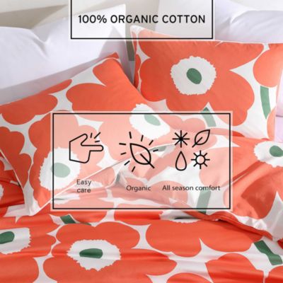 Unikko Cotton Sateen Floral Duvet Cover Set, Full/Queen