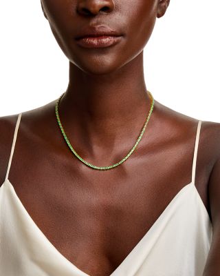Emerald Tennis Necklace in 14K Yellow Gold, 16.5" 