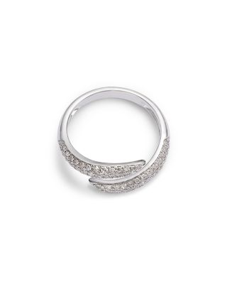 Diamond Pav&eacute; Bypass Pinky Ring in 14K White Gold, 0.33 tcw