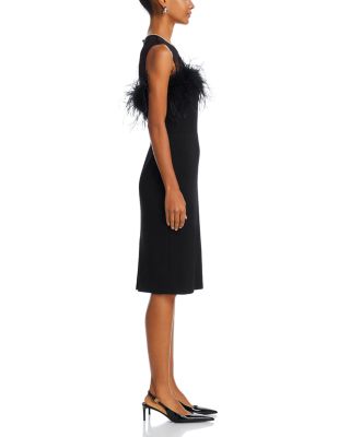 Illusion Feather Trim Dress