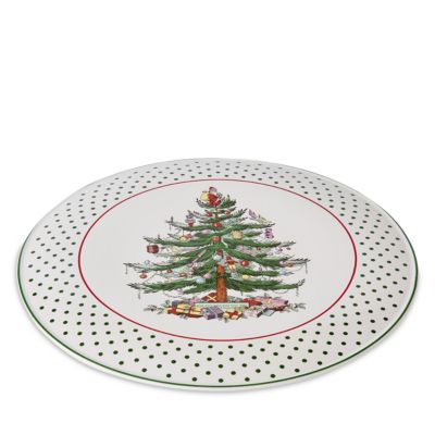 Christmas Tree Polka Dot Cake Plate