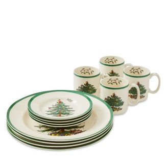 Spode Christmas Tree 12-Piece Dinnerware Set, Service for 4