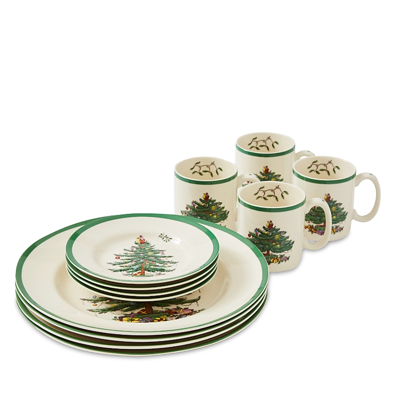 Spode Christmas Tree 12-piece Dinnerware Set, Service For 4
