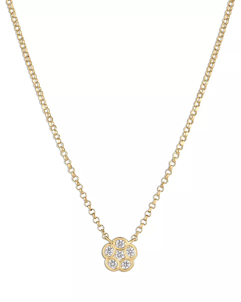 Roberto Coin 18K Yellow Gold Daisy Diamond Flower Pendant Necklace, 18