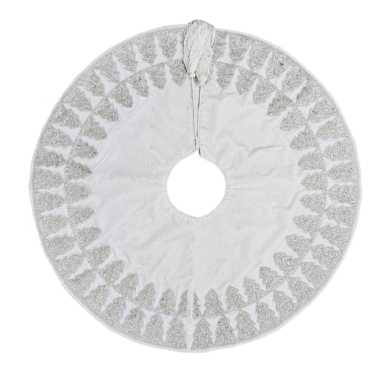 Sudha Pennathur White And Silver Embroidered 30 Tree Skirt
