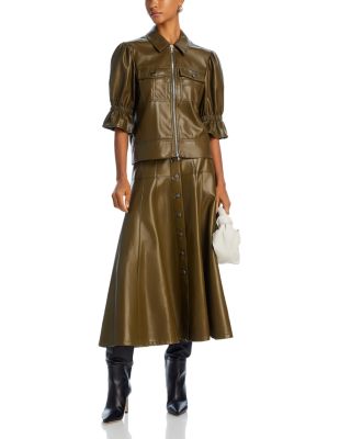 Veena Faux Leather Midi Skirt