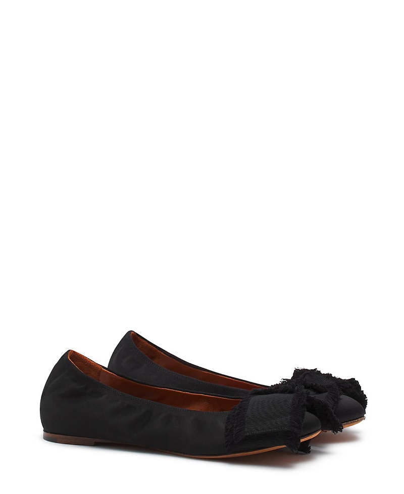 Lanvin Satin Bow Ballet Flats In Black