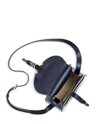 Marcie Small Croc Embossed Leather Saddle Bag