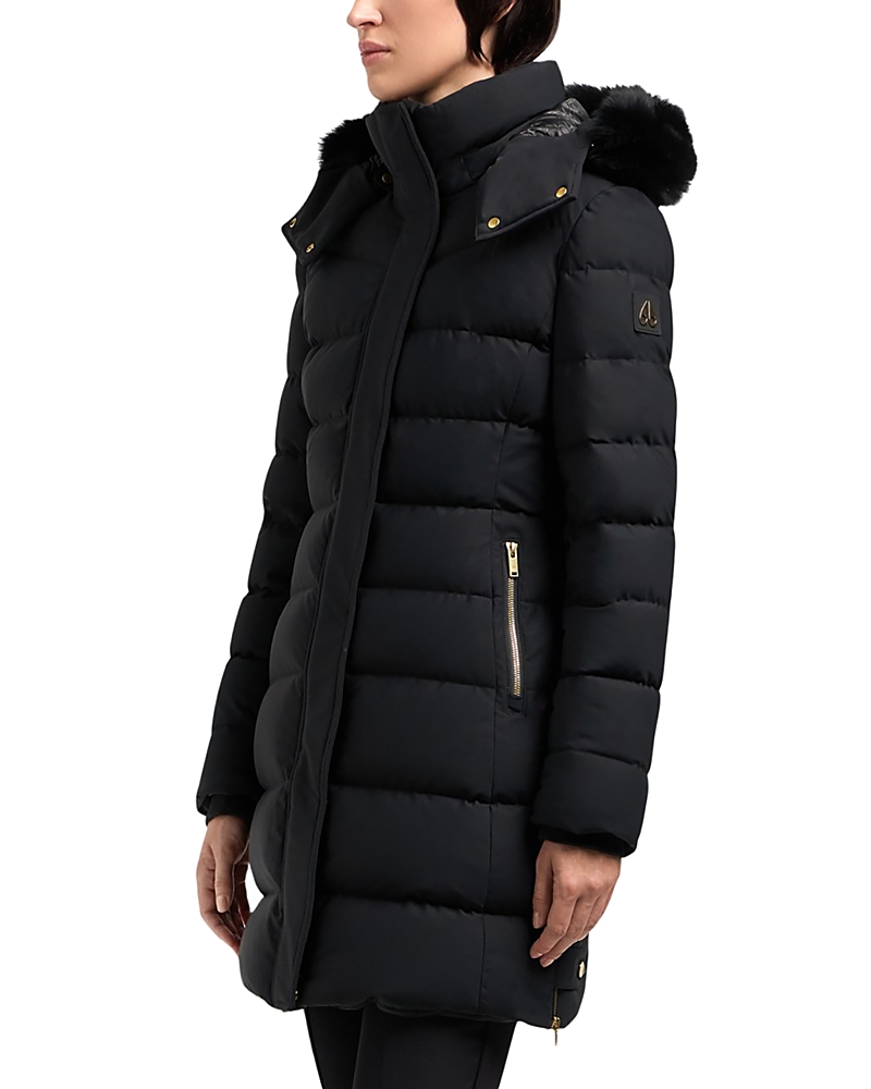 Moose Knuckles Watershed 3 Water Resistant 800 Fill Power Down Puffer Coat With Genuine Shearling Tr In Black / Black Shearling