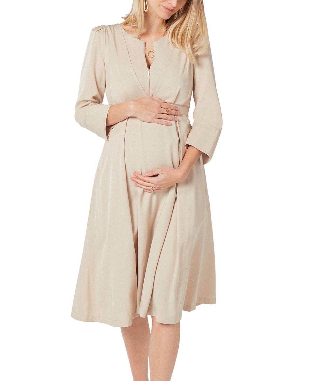 Marion Women's Empire Waist Maternity & Nursing Midi Tea Dress