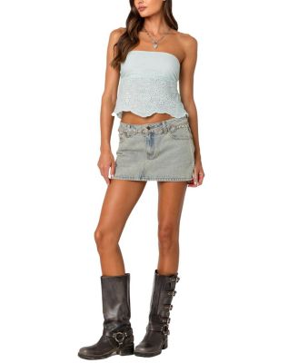 Scalloped Eyelet Tube Top