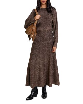 Maje Rillante Metallic Knit Maxi Dress | Bloomingdale's Women