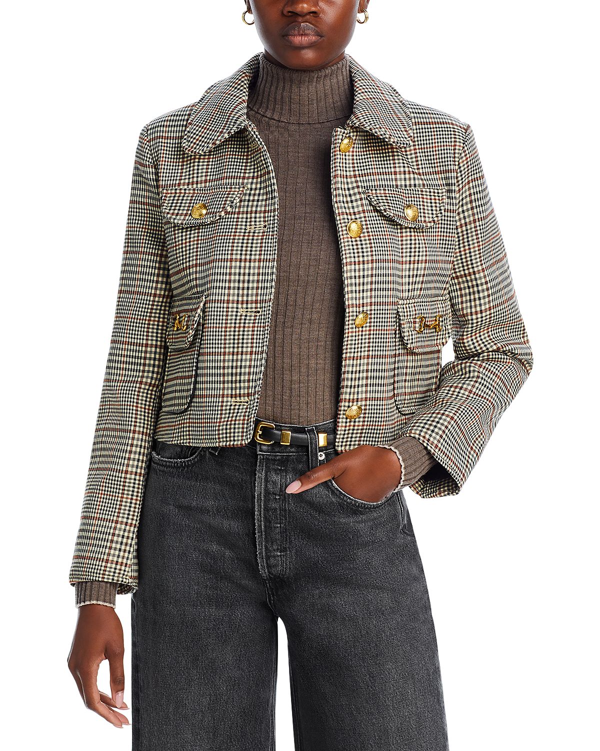 Avec Les Filles Plaid Four Pocket Jacket