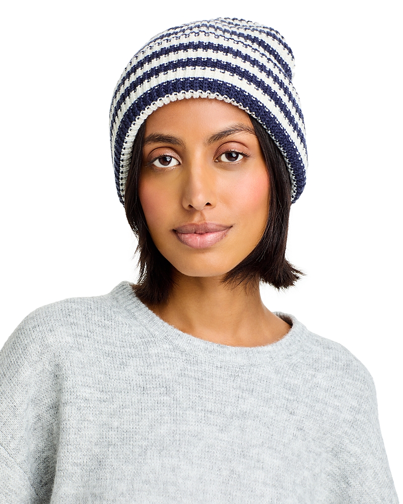 AQUA STRIPED RIB CUFF HAT - EXCLUSIVE