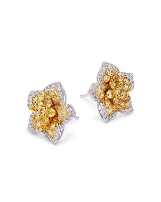 White & Yellow Star Stud Earrings in 14K White & Yellow Gold, 1.79 tcw