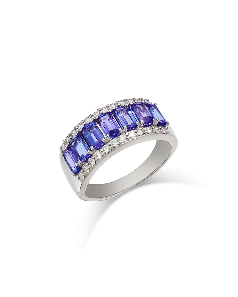 Bloomingdale's Fine Collection Tanzanite & Diamond Band In 14k White Gold In Blue/white