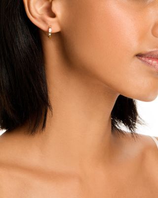 14K Yellow Gold Lab Grown Diamond Marquis Huggie Hoop Earrings