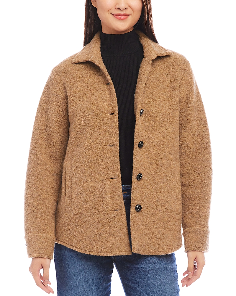 Karen Kane Brushed Wool Blend Shirt Jacket In Camel