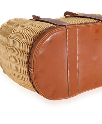 Garden Party Leather Straw/Raffia Handbag