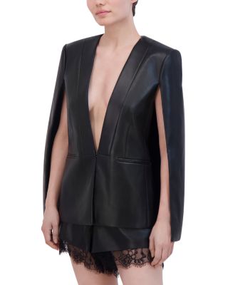 BCBGMAXAZRIA - Faux Leather Cape Jacket