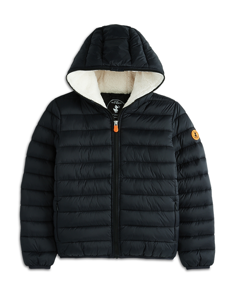 Save The Duck Girls' Leci Hooded Puffer Jacket - Little Kid, Big Kid In Black