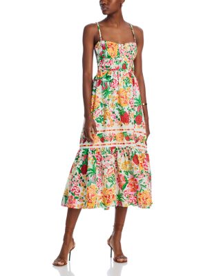 FARM Rio - Floral Sketch White Midi Dress