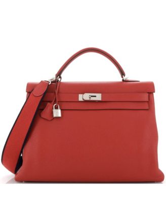 Pre-Owned Hermes - Kelly 40 Handbag Red Clemence with Palladium Hardware