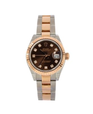 Pre-Owned Rolex Oyster Perpetual Datejust Automatic Watch in Stainless Steel and Rose Gold with Diamond Markers 28mm