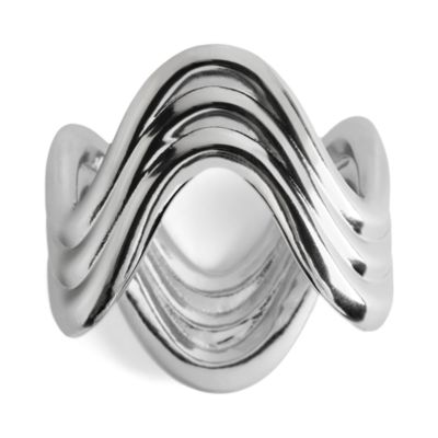 Platinum Tone Ripple Napkin Rings, Set of 4