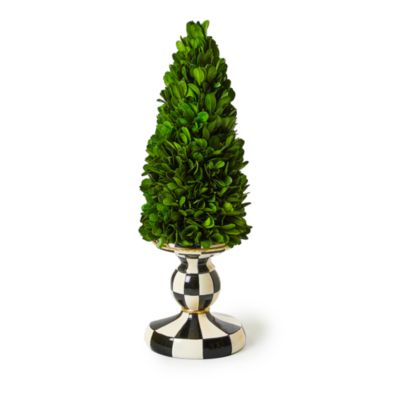Mackenzie-Childs Courtly Check Pedestal Boxwood Tree, 13.5