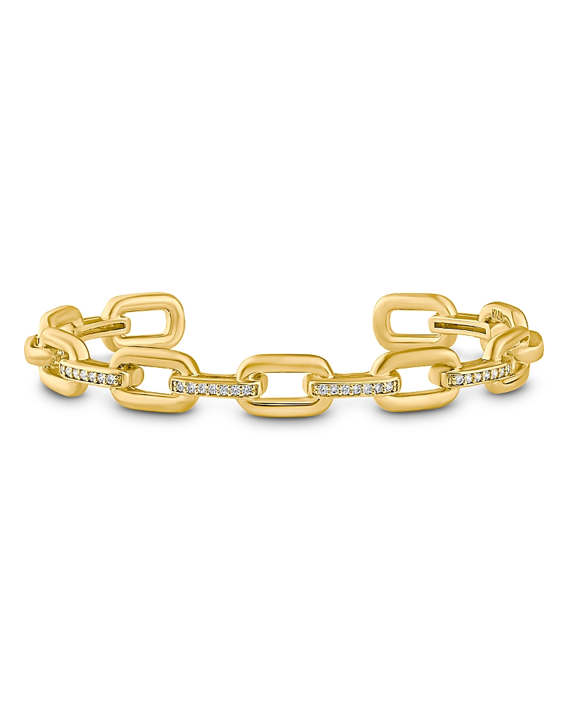 Kenneth Jay Lane Pave Chain Open Cuff Bracelet In Gold