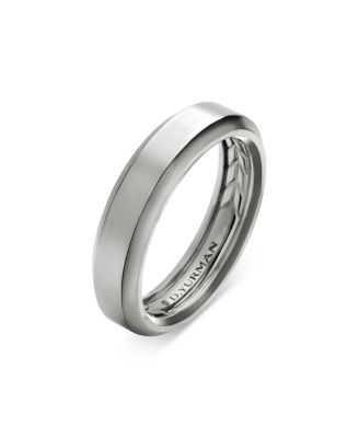 Men's 18K White Gold Wedding Beveled Bands