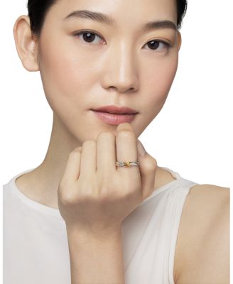 Petite X Ring in Sterling Silver with 18K Yellow Gold, 4mm