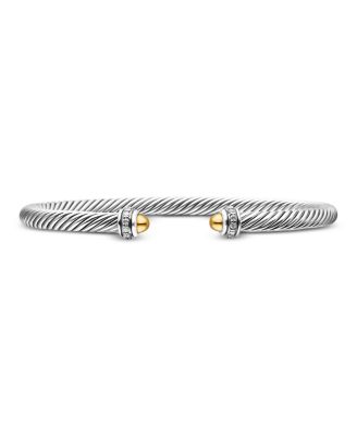 David Yurman - Sterling Silver & 18K Yellow Gold Cable Classic Bracelet with Diamonds