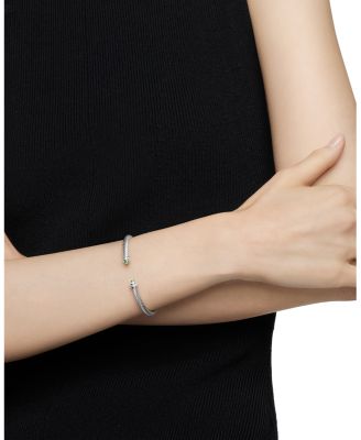 Sterling Silver Cable Classic Bracelet with Prasiolite & Diamonds