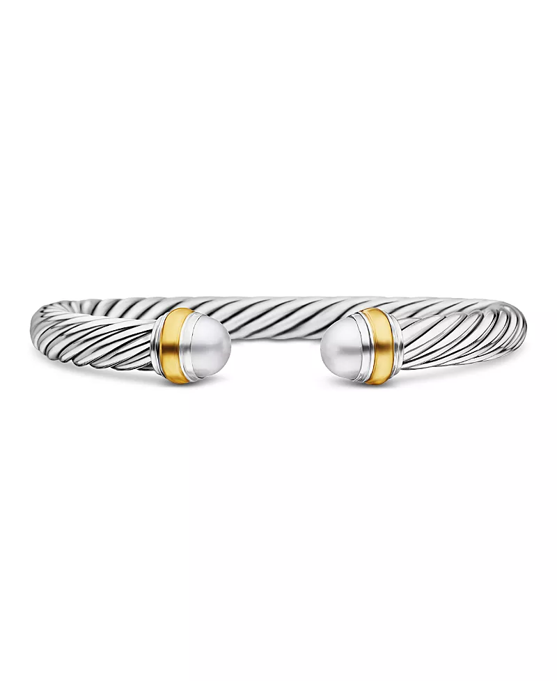 Classic Cable Bracelet in Sterling Silver with 14K Yellow Gold, 7mm